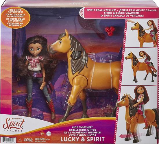Spirit Reitabenteuer Set mit laufendem Spirit Pferd & Lucky Puppe