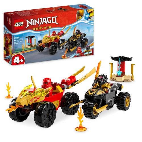 LEGO® NINJAGO® 71789 Verfolgungsjagd mit Kais Flitzer und Ras' Motorrad