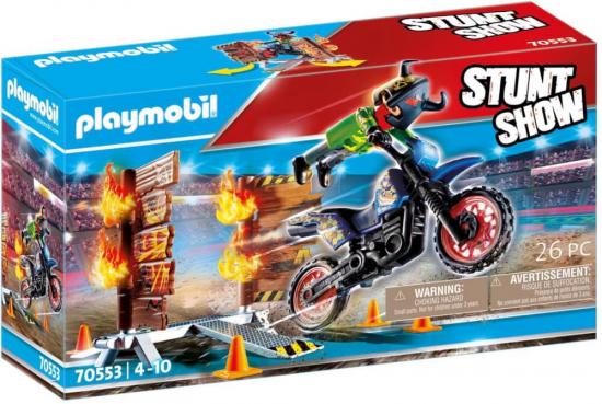 PLAYMOBIL Stuntshow 70553 Motorrad mit Feuerwand