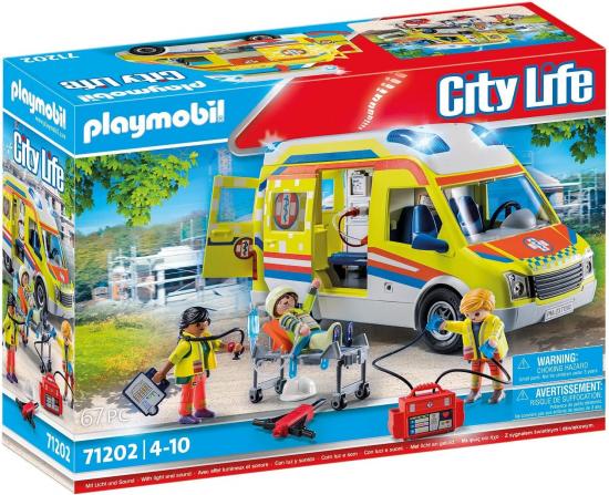 PLAYMOBIL City Life 71202 Rettungswagen mit Licht und Sound