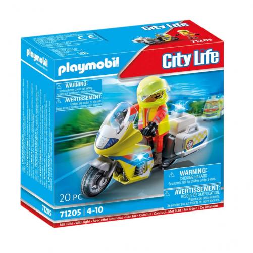 PLAYMOBIL City Life 71205 Notarzt-Motorrad mit Blinklicht