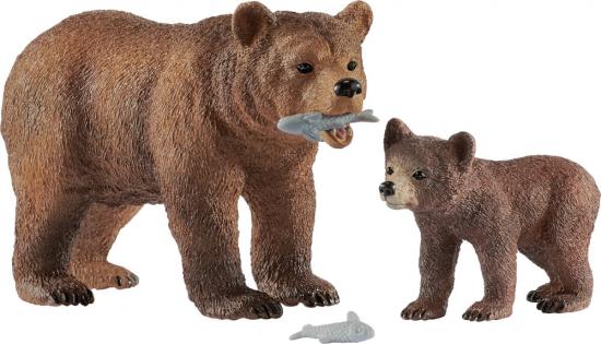 Schleich Wild Life 42473 Grizzlybär-Mutter mit Jungen